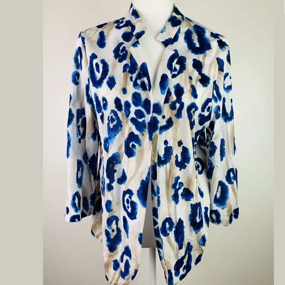 Chico's Tops - Chicos-Open Front Cardigan Watercolor Print Top